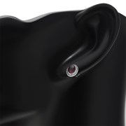 Large Oval Garnet Stud Silver Earrings, e336